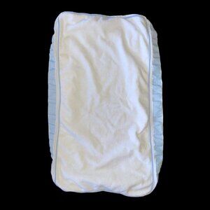 Pottery Barn Kids White & Blue Changing Pad Cover With Elasticized Corners & Rib